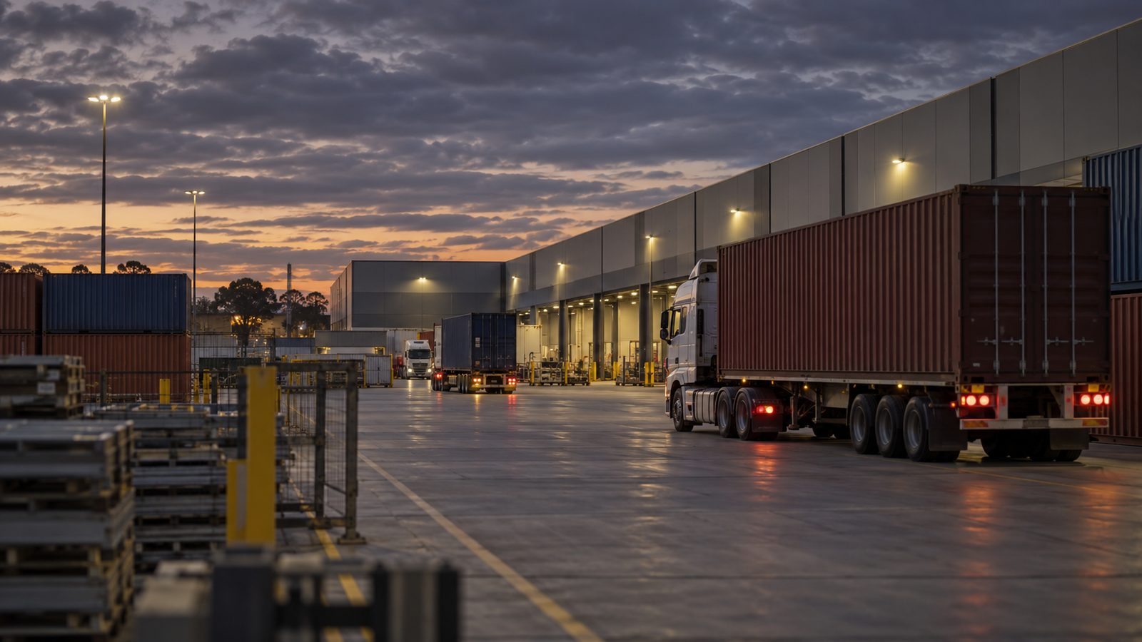 Distribution centres and trucks in Dandenong South