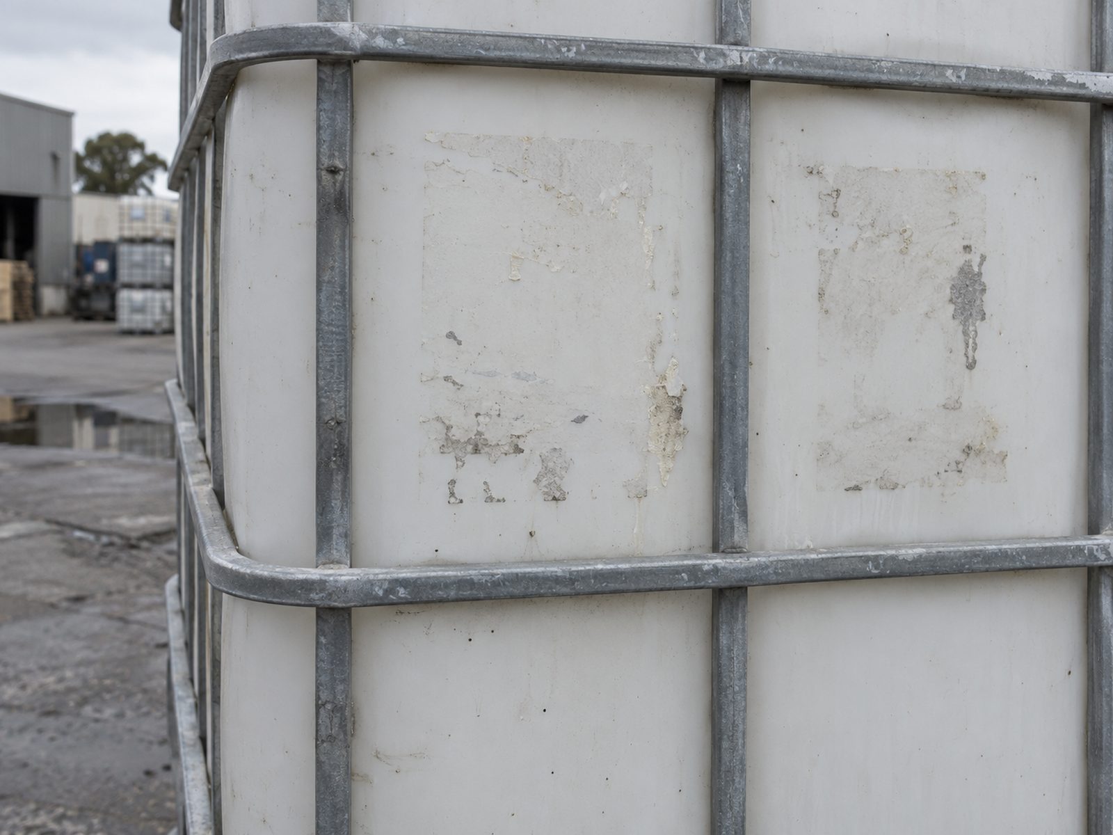 Example of a used IBC label area with old labels removed